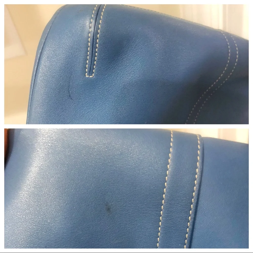 Vintage Coach Slim Legacy Duffle Leather 03  Bag In Blue #9328